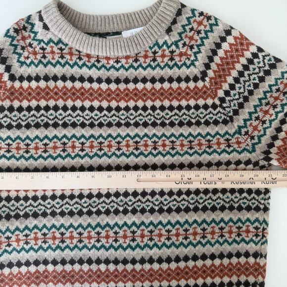 J.Crew Sweater Mens Medium Fair Isle Lambswool Knit Nordic Grandpa Crew Neck - Picture 13 of 16